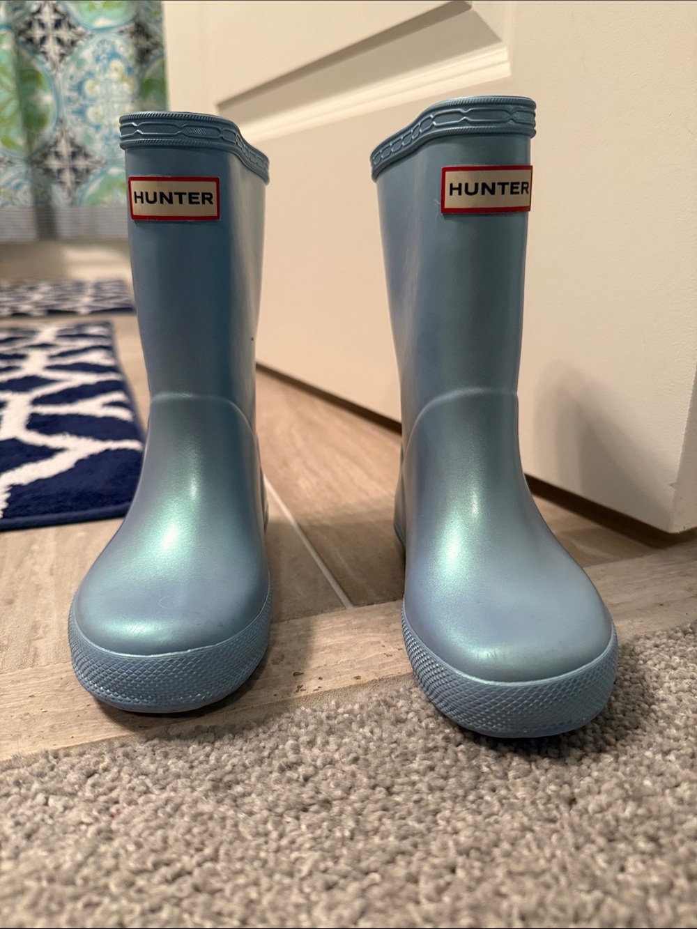 Hunter Iridescent Blue Kids Rain Boots